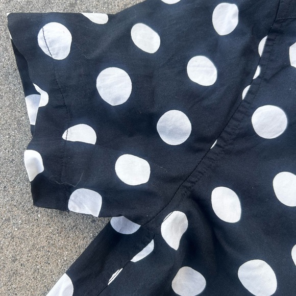 Pre-Loved Vintage Inspired Polka Dot Black & White Button Down Blouse - Picture 4 of 7